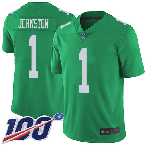 Men Philadelphia Eagles #1 Cameron Johnston Limited Green Rush Vapor Untouchable NFL Jersey 100th->philadelphia eagles->NFL Jersey